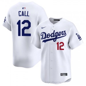 Men Alex Call #12 White Alternate Limited Baseball Jersey | LA Dodgers Official MLB Design 37dKC296
