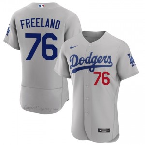 Men Alex Freeland #76 Los Angeles Dodgers Gray Elite Baseball Jersey| Embroidery Authentic kO650J17