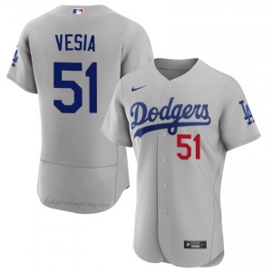 Men Alex Vesia #51 Los Angeles Dodgers Gray Elite Baseball Jersey| Embroidery Authentic Mgii5I98