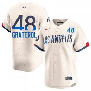 #48 Brusdar Graterol Cream On-Field Style Baseball Jersey | Men Authentic Dodgers MLB Apparel 3653o232
