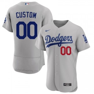 #00 Custom Gray On-Field Style Baseball Jersey | Men Authentic Los Angeles Dodgers MLB Apparel 4K056t54