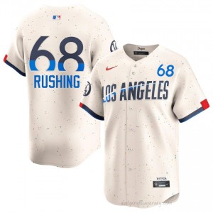 Dodgers Dalton Rushing #68 Cream Men Premium Jersey | MLB Collectible Baseball Uniform mLI3X743