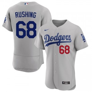Men Dalton Rushing #68 Los Angeles Dodgers Gray Elite Baseball Jersey| Embroidery Authentic 3bD28733