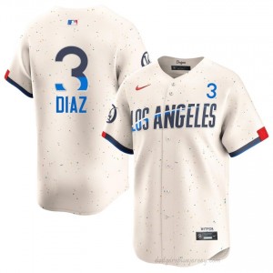 #3 Edwin Diaz Cream On-Field Style Baseball Jersey | Men Authentic Dodgers MLB Apparel 6045vx32