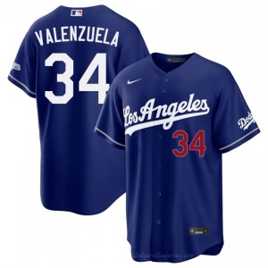 #34 Fernando Valenzuela Royal On-Field Style Baseball Jersey | Men Authentic Los Angeles Dodgers MLB Apparel 8En48427