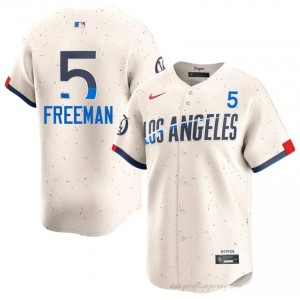 #5 Freddie Freeman Cream On-Field Style Baseball Jersey | Men Authentic Dodgers MLB Apparel W25yHb50
