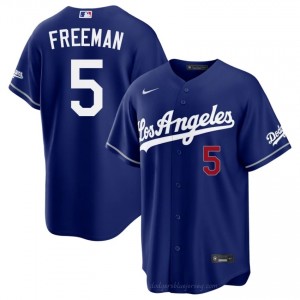 #5 Freddie Freeman Royal On-Field Style Baseball Jersey | Men Authentic L.A. Dodgers MLB Apparel 11423O83