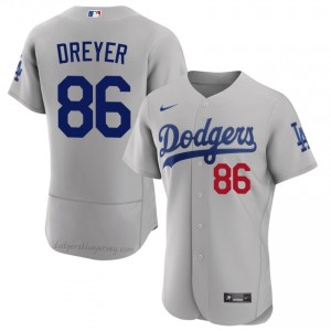 #86 Jack Dreyer Gray On-Field Style Baseball Jersey | Men Authentic Los Angeles Dodgers MLB Apparel C0vu7V73