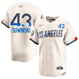 #43 Jack Suwinski Cream On-Field Style Baseball Jersey | Men Authentic Dodgers MLB Apparel w0O8n655