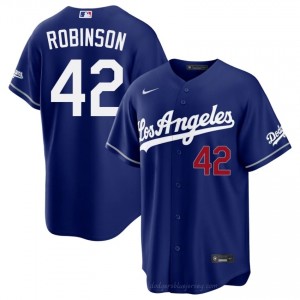 #42 Jackie Robinson Royal On-Field Style Baseball Jersey | Men Authentic LAD MLB Apparel FxO10199