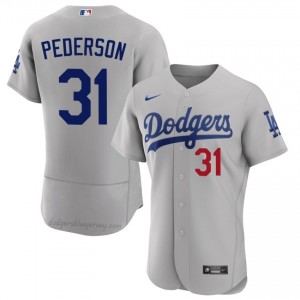 #31 Joc Pederson Gray On-Field Style Baseball Jersey | Men Authentic Los Angeles Dodgers MLB Apparel K7C8f141