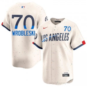 #70 Justin Wrobleski Cream On-Field Style Baseball Jersey | Men Authentic Dodgers MLB Apparel 0sbnf821
