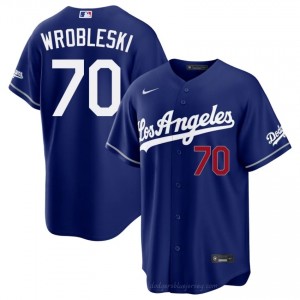 #70 Justin Wrobleski Royal On-Field Style Baseball Jersey | Men Authentic Dodgers MLB Apparel 0dYCO728