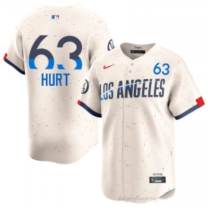 Men Kyle Hurt #63 Dodgers Cream Elite Baseball Jersey| Embroidery Authentic 8tvMV063