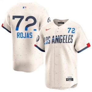 Men Miguel Rojas #72 Cream Alternate Limited Baseball Jersey | Dodgers Official MLB Design E7MIW899