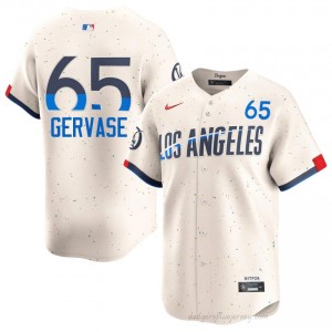 Men Paul Gervase #65 Dodgers Cream Elite Baseball Jersey| Embroidery Authentic 1aIJR251