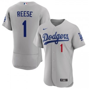 #1 Pee Wee Reese Gray On-Field Style Baseball Jersey | Men Authentic Los Angeles Dodgers MLB Apparel NL780n86