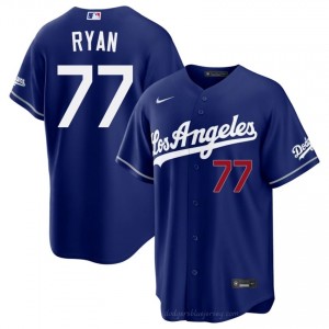 #77 River Ryan Royal On-Field Style Baseball Jersey | Men Authentic LA Dodgers MLB Apparel yH20n391