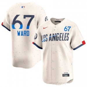 Men Ryan Ward #67 Dodgers Cream Elite Baseball Jersey| Embroidery Authentic Q4I2p274