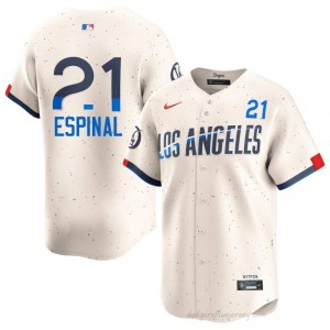 #21 Santiago Espinal Cream On-Field Style Baseball Jersey | Men Authentic Dodgers MLB Apparel 7P3X8b76