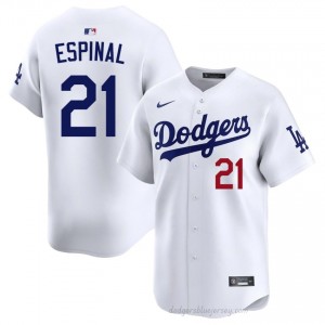 Men Santiago Espinal #21 White Alternate Limited Baseball Jersey | LA Dodgers Official MLB Design 38WNn291