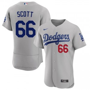 #66 Tanner Scott Gray On-Field Style Baseball Jersey | Men Authentic Los Angeles Dodgers MLB Apparel 3sF64y73
