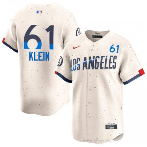 Dodgers Will Klein #61 Cream Men Premium Jersey | MLB Collectible Baseball Uniform 111gc466