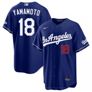 #18 Yoshinobu Yamamoto Royal On-Field Style Baseball Jersey | Men Authentic LA Dodgers MLB Apparel f2HVl257