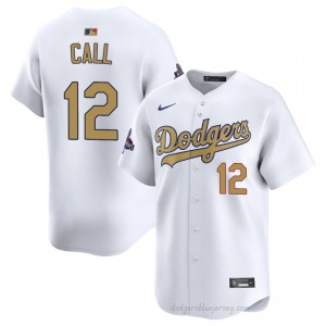 LAD Alex Call #12 2026 Gold Collection White Men Premium Jersey | MLB Collectible Baseball Uniform bC712I30