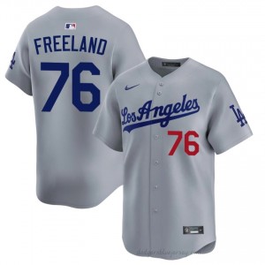 #76 Alex Freeland Grey On-Field Style Baseball Jersey | Men Authentic L.A. Dodgers MLB Apparel Wj8e7B22