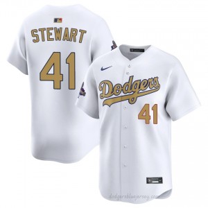 LAD Brock Stewart #41 2026 Gold Collection White Men Premium Jersey | MLB Collectible Baseball Uniform DACLQ231