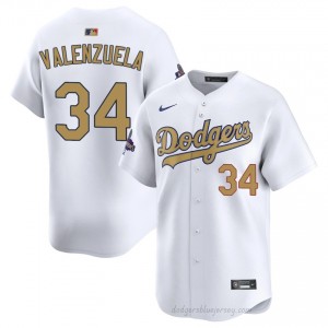 LAD Fernando Valenzuela #34 2026 Gold Collection White Men Premium Jersey | MLB Collectible Baseball Uniform R5x47042