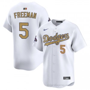 LAD Freddie Freeman #5 2026 Gold Collection White Men Premium Jersey | MLB Collectible Baseball Uniform U7t32239