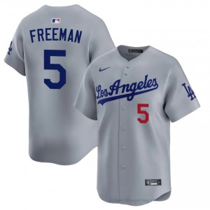 Men Freddie Freeman #5 Grey Alternate Limited Baseball Jersey | L.A. Dodgers Official MLB Design gc4hr518