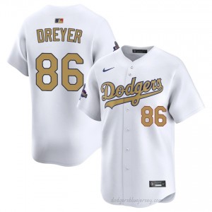 Men Jack Dreyer #86 2026 Gold Collection White Alternate Limited Baseball Jersey | LAD Official MLB Design Bq3I5842