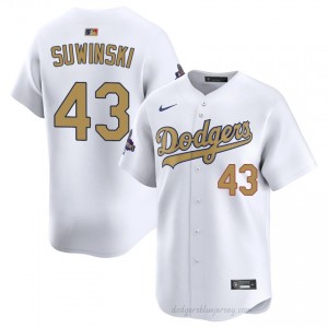 LAD Jack Suwinski #43 2026 Gold Collection White Men Premium Jersey | MLB Collectible Baseball Uniform 7VO43678