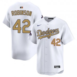 2026 Gold Collection White Jackie Robinson #42 Men Baseball Jersey | LAD Limited Edition MLB Player Gear 4G758d21