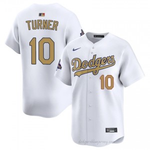 LAD Justin Turner #10 2026 Gold Collection White Men Premium Jersey | MLB Collectible Baseball Uniform 4y484t50