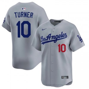 Men Justin Turner #10 Grey Alternate Limited Baseball Jersey | L.A. Dodgers Official MLB Design K2N03I35