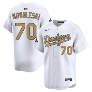 LAD Justin Wrobleski #70 2026 Gold Collection White Men Premium Jersey | MLB Collectible Baseball Uniform AV3q4K15