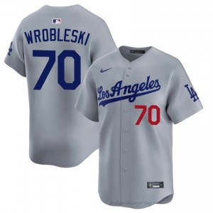 Justin Wrobleski #70 Grey Baseball Jersey | Men L.A. Dodgers Premium MLB Uniform Wmu21C21