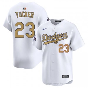 #23 Kyle Tucker 2026 Gold Collection White On-Field Style Baseball Jersey | Men Authentic LAD MLB Apparel 84QVTh91