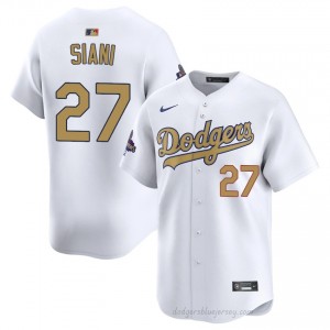 Men Michael Siani #27 LAD 2026 Gold Collection White Elite Baseball Jersey| Stitched Authentic 620Gua22