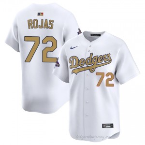 Men 2026 Gold Collection Miguel Rojas #72 LAD White Elite Baseball Jersey| Stitched Authentic 55L8c037
