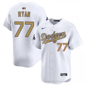 Men River Ryan #77 LAD 2026 Gold Collection White Elite Baseball Jersey| Stitched Authentic G4840168