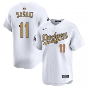 LAD Roki Sasaki #11 2026 Gold Collection White Men Premium Jersey | MLB Collectible Baseball Uniform 4P426482
