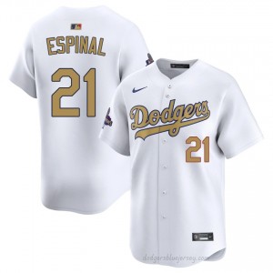 LAD Santiago Espinal #21 2026 Gold Collection White Men Premium Jersey | MLB Collectible Baseball Uniform e31qXF11