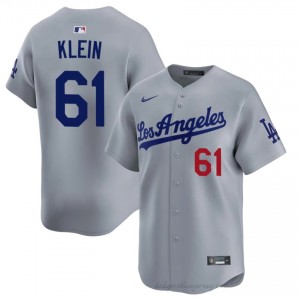 #61 Will Klein Grey On-Field Style Baseball Jersey | Men Authentic L.A. Dodgers MLB Apparel Na1dn822