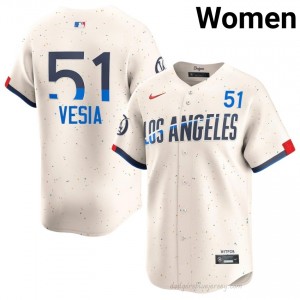 Women Alex Vesia #51 Dodgers Cream Elite Baseball Jersey| Stitch Authentic 7fD0K213