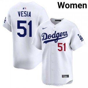 #51 Alex Vesia White On-Field Style Baseball Jersey | Women Authentic LA Dodgers MLB Apparel R3w16r39